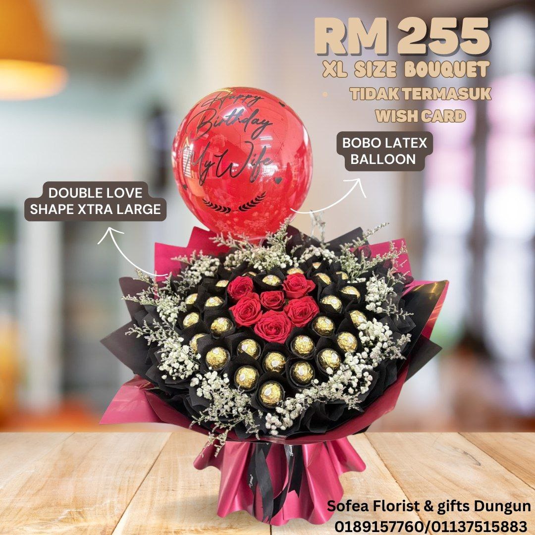 XL Size Double Love Shape Bouquet